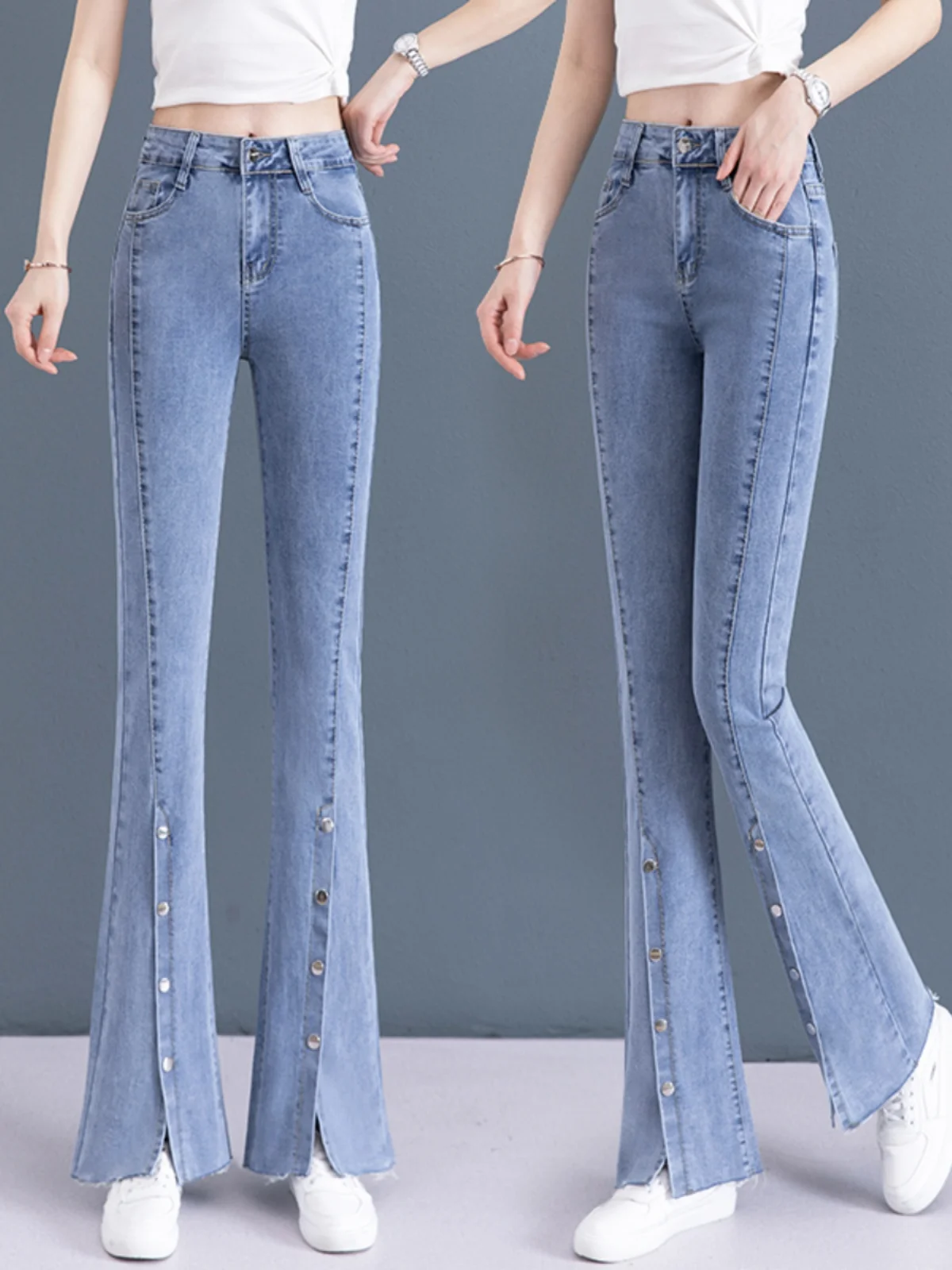 

Thiened Fce High Waist Bell Bot Women's Jeans Winter New Arrival plus Size Slim Fit Long Trousers by Guangzhou Xintang