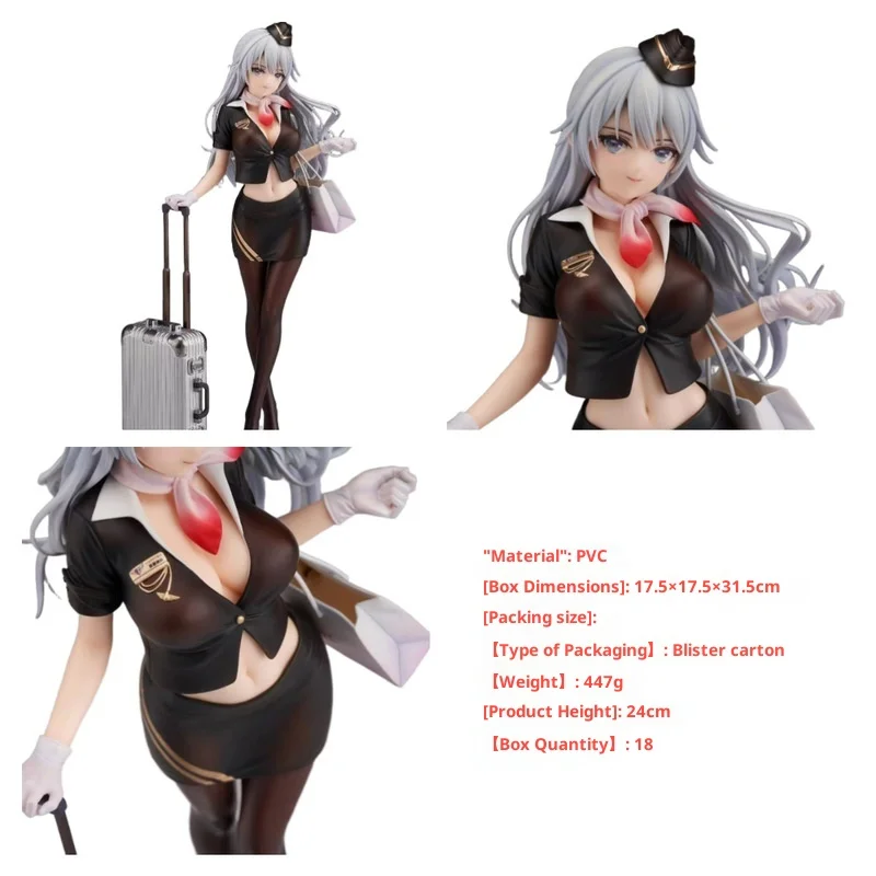 Original Art Anime Figure Beautiful Girl Fligt Attendant Shiori Kuwahara Uniform Model Collectible Statue Desktop Decor Gift