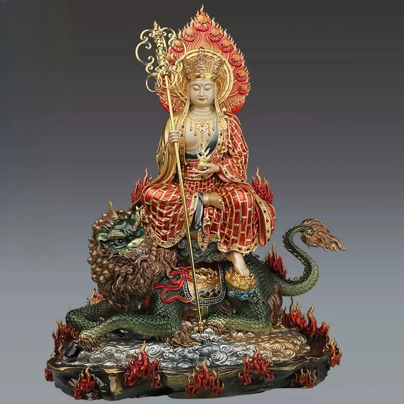 

Cz finely painted pure copper buddha statue for home use ksitigarbha bodhisattva sitting o bronze statue ornaments