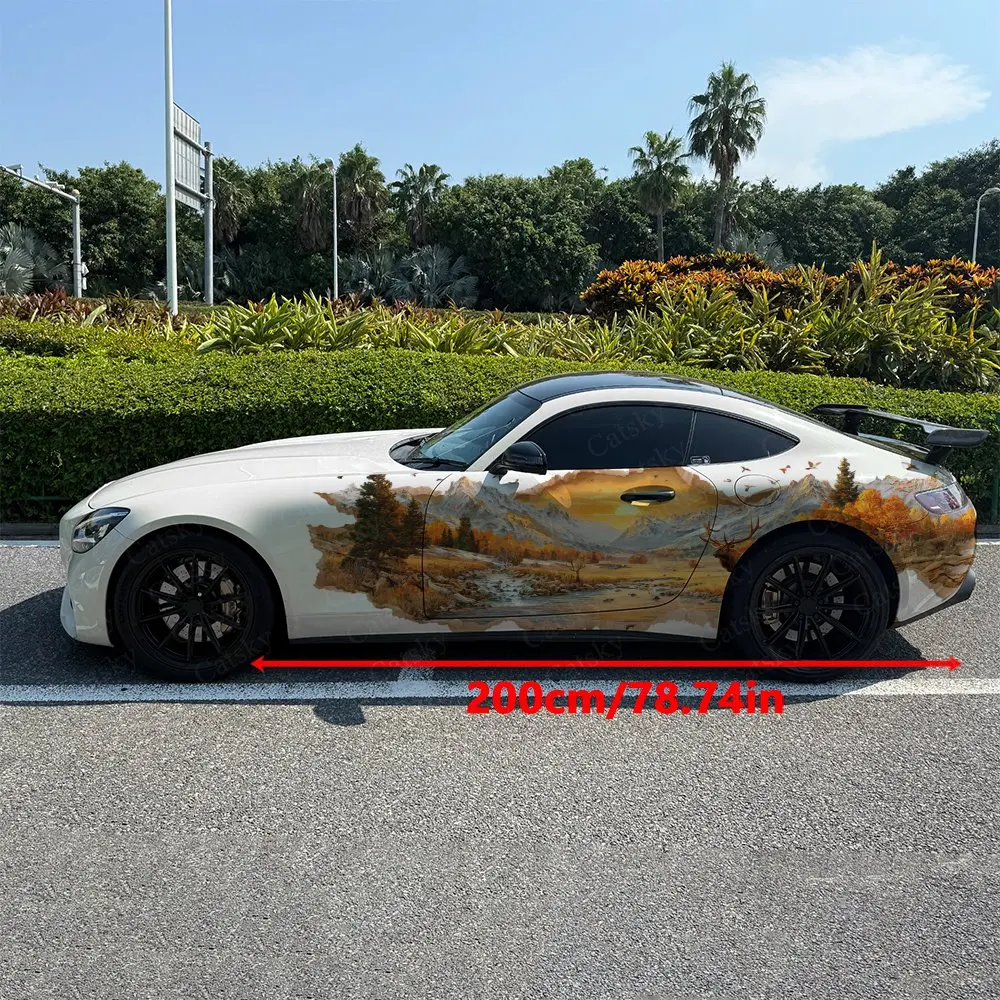 

Наклейки на боковые части автомобиля с изображением лося и осенней глушьи, самоклеящиеся водонепроницаемые и устойчивые к царапинам наклейки из ПВХ, аксессуар для автомобиля, подарок