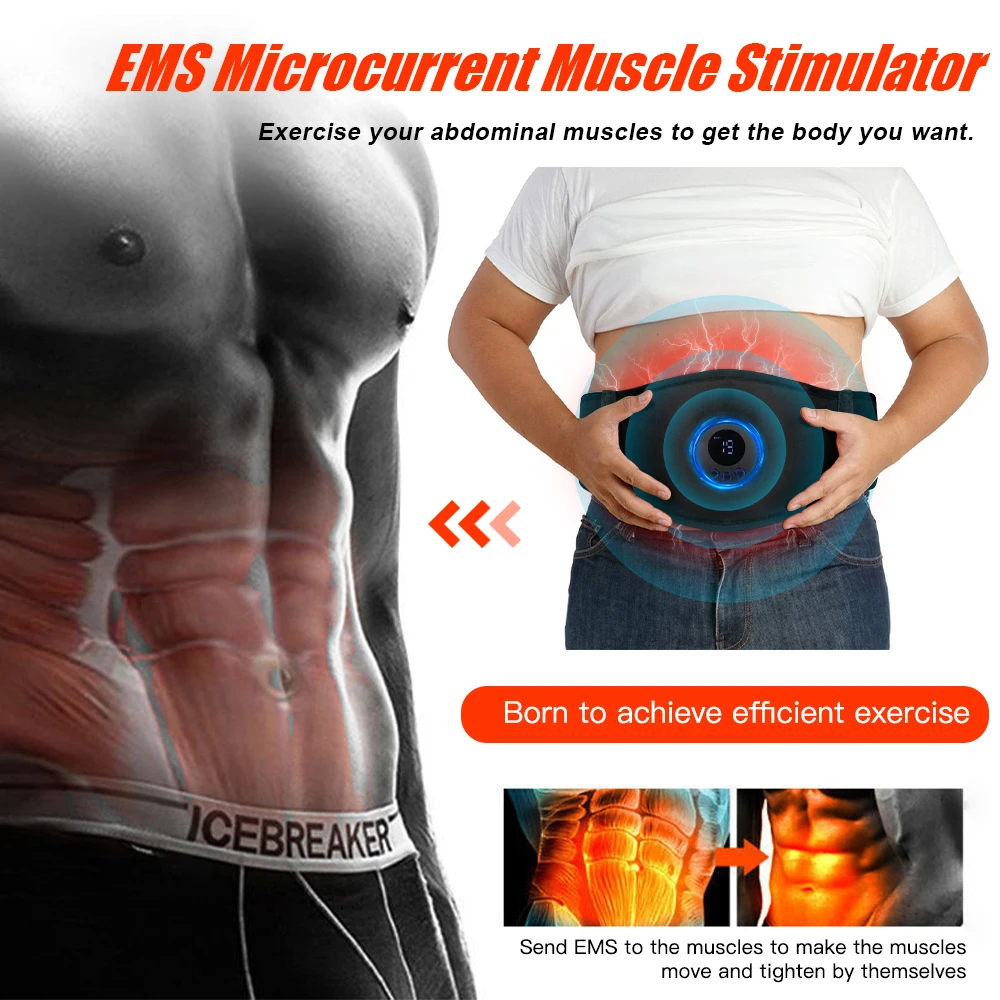 EMS Abs Trainer Belt Muscle Stimulator Anti Cellilute Abdomen Slimming Massager Myostimulator Body Sculpting Machine Fat Burner