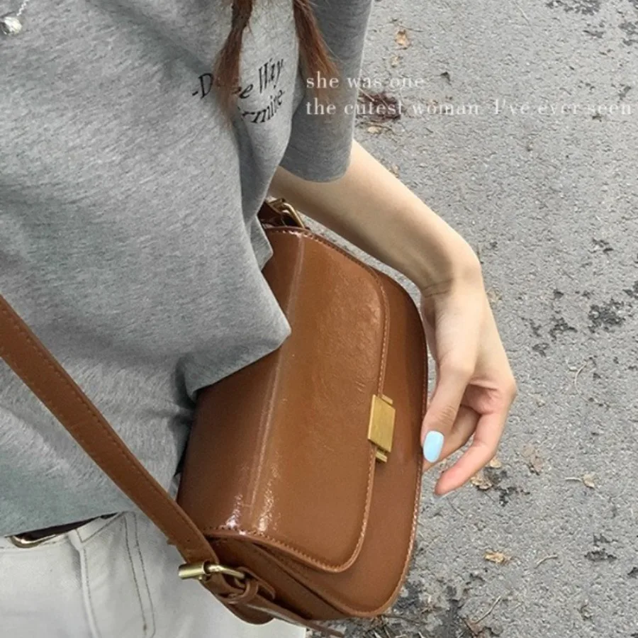

Fashion retro texture bag simple versatile pure color small square bag versatile single shoulder crossbody women's bags