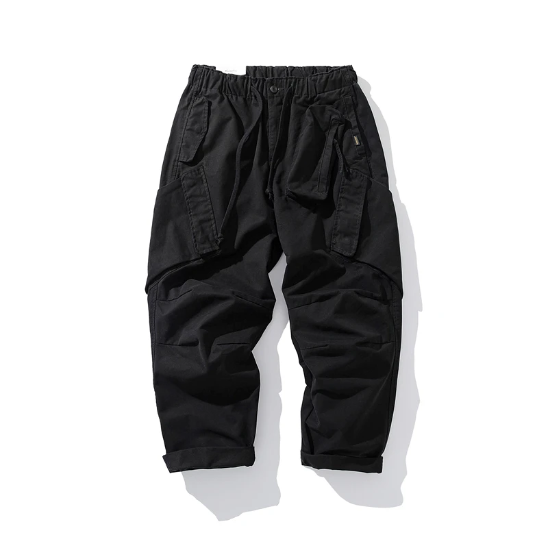 Celana Kasual Multi-saku 3D Merek Pakaian Jalanan Remaja Jepang Musim Gugur Celana Kargo Longgar Cityboy Gaya Vintage Dicuci Retro