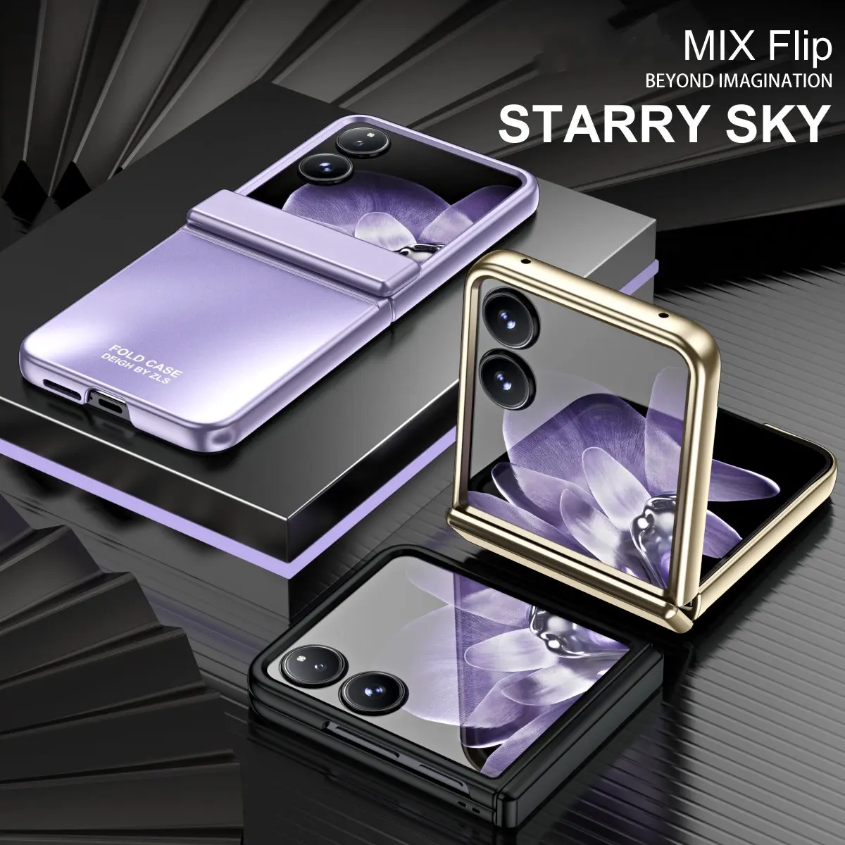 Luxury Plating Case For Xiaomi MIX Flip Mixflip Protection Folding Fashion Starry Sky Shockproof Plastic Phone Cover Mi Flip