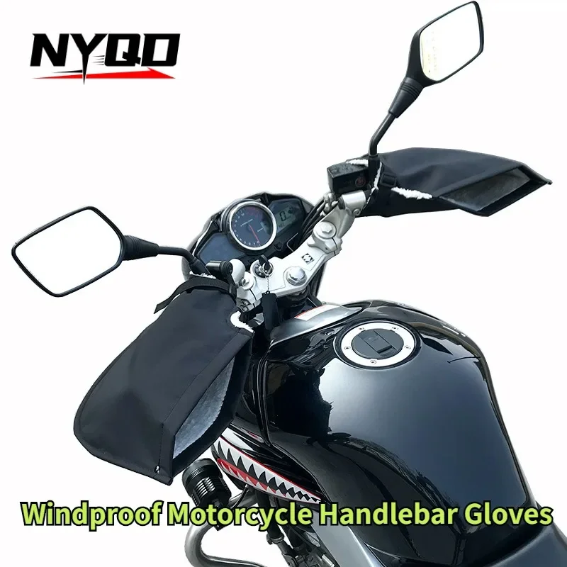 Windproof Motorcycle Handlebar Gloves Winter Warm Velvet Covers For Motorcycle Scooter Electric Vehicles Motorbike Handle Cover