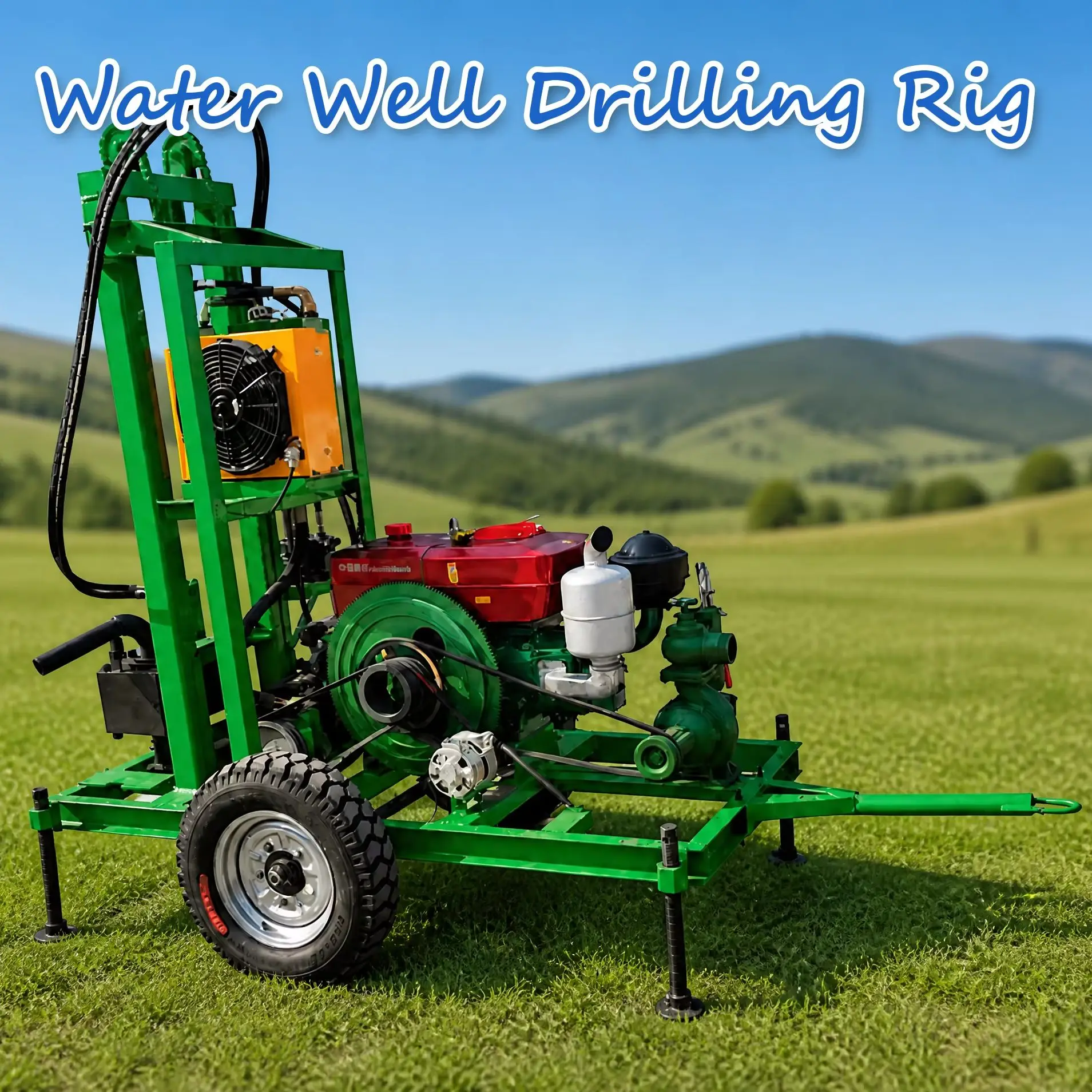 Customized Water Well Drilling Equipment Full Hydraulic Diesel Power Unit 22 to 35HP Movable High Output Power Rapid Drilling