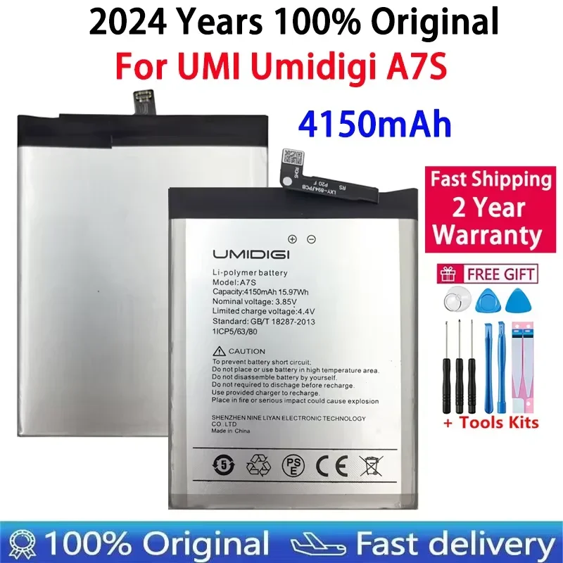 

2024 Years New 100% Original 4150mAh Replacement Battery For UMI Umidigi A7S High Quality Batteries Bateria Fast Shipping