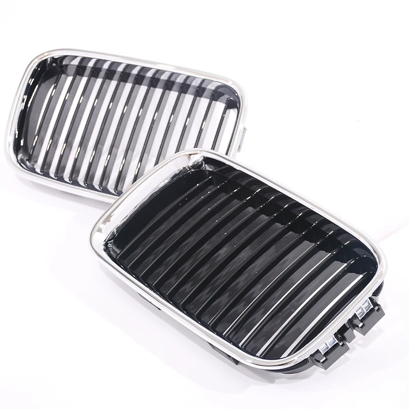 Single Double Line Kidney Grill Chrome Frame Silver Grill For BMW 3 Series E36 Pre-LCI Coupe Sedan 1992-1996 316i 318i 320i 325i view 3