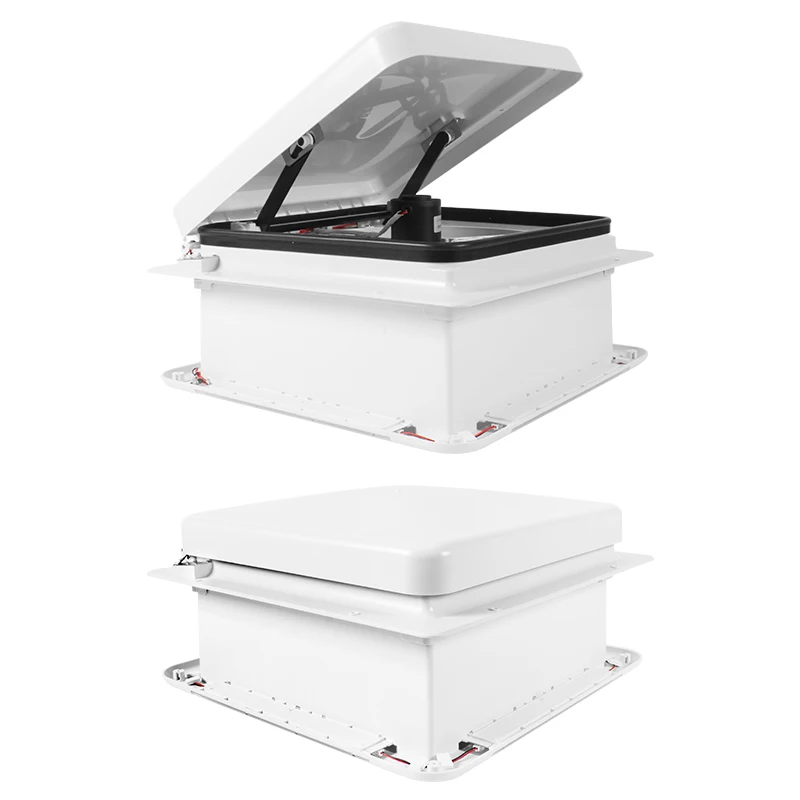 12V 16 Inch 400mm RV Roof Vent Electric Ceiling Exhaust Fan 6 Speeds Adjustable with LED Light & Rain Sensing RV Vent Fan Window