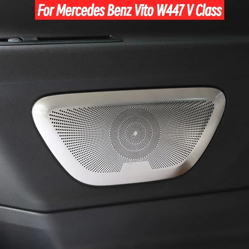 Car Door Audio Speaker Cover Stainless Steel Tweeter Speaker Cover Trim For Mercedes Benz Vito W447 V Class V260 2014-2018