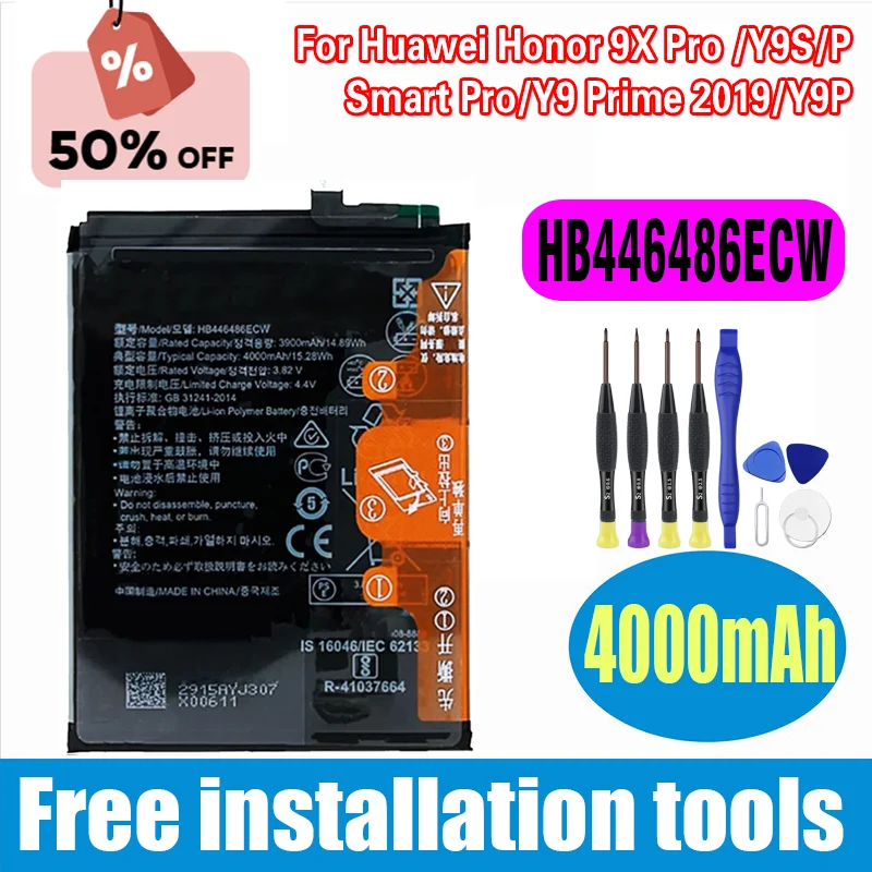 

HB446486ECW Battery For Huawei Honor 9X Pro /Y9S/P Smart Pro/Y9 Prime 2019/Y9P Repair Part Capacity Mobile Phone Batter