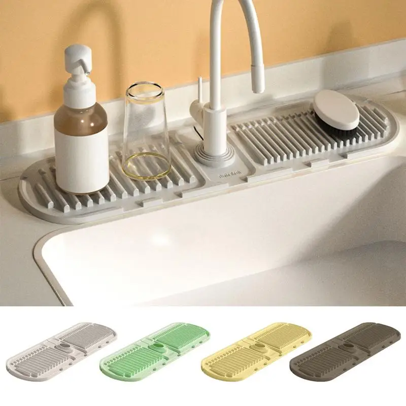 Kitchen Faucet Splash Pad Silicone Sink Faucet Splash Guard Mat Sponge Drain Rack Countertop Protector for Bath Kitchen Gadgets