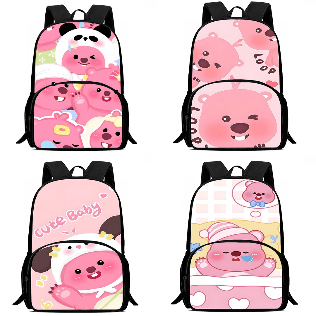 

Kids Backpacks Anime pink Loopys Boys and Girls Student Birthday Gift Child School Bags Large Capacity Camping Durable Rucksack