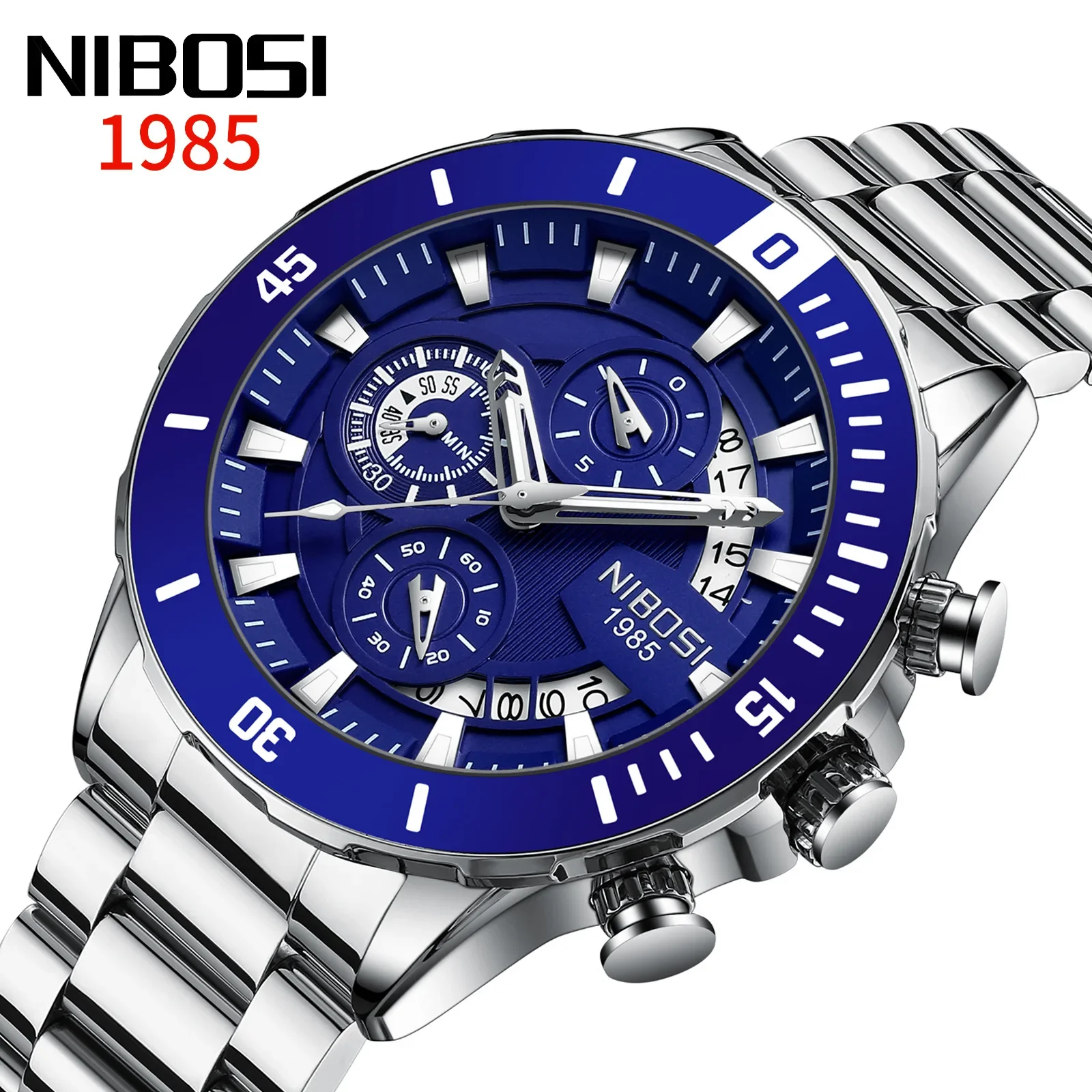 

NIBOSI Brand Big Wrist Watch Men Waterproof Chronograph Military Male Clock Top Brand Luxury Man Sport Watches Relogio Masculino