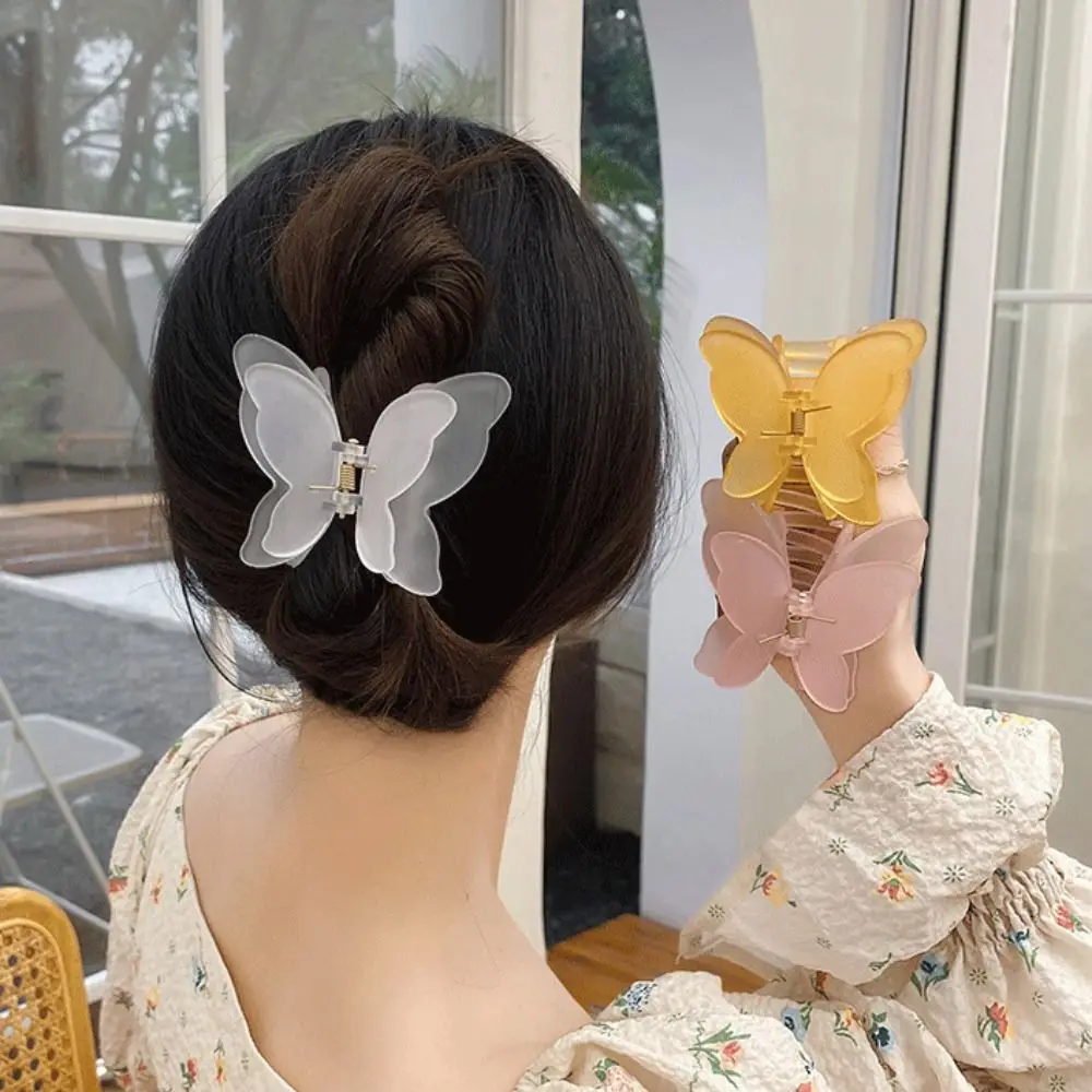 New Colorful Butterfly Hair Claw Clip Matte Gradient Hairpin Transparent Multicolor Exquisite Headwear Hair Accessories