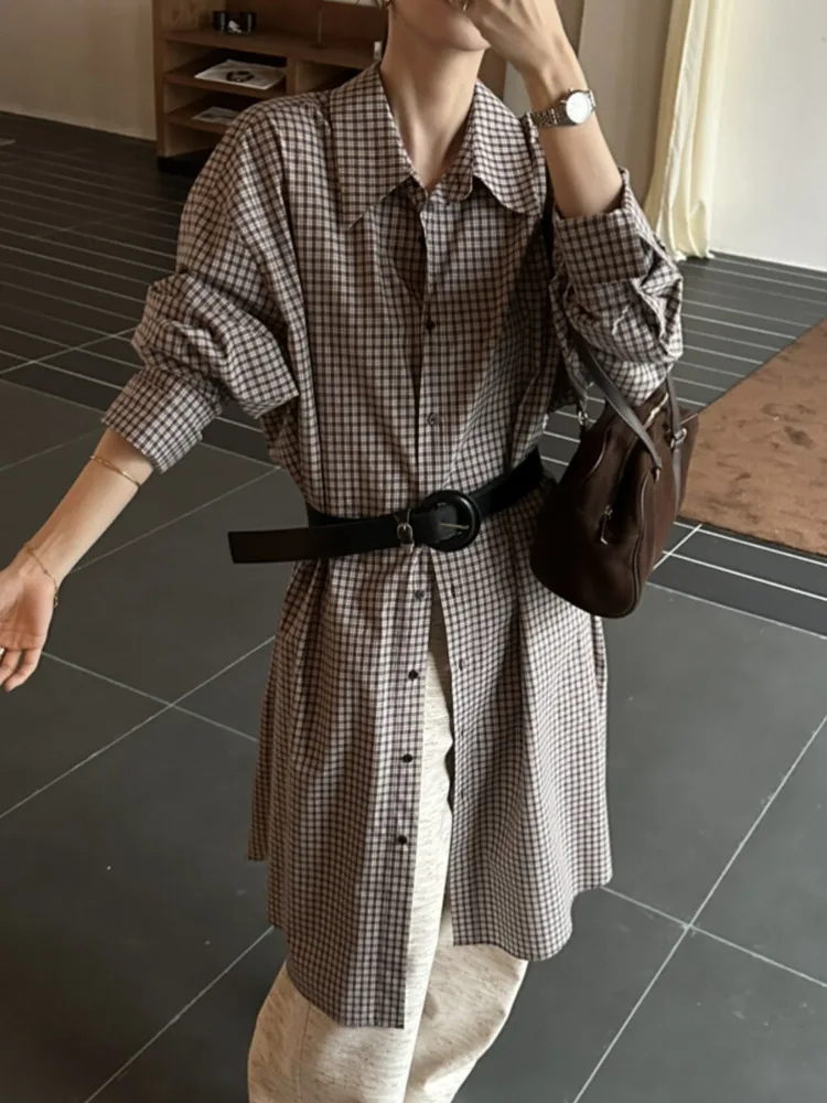KWTX Camicia da donna con risvolto scozzese vintage, materiale di alta qualità, comoda, chic, casual, vestibilità oversize, stile retrò
