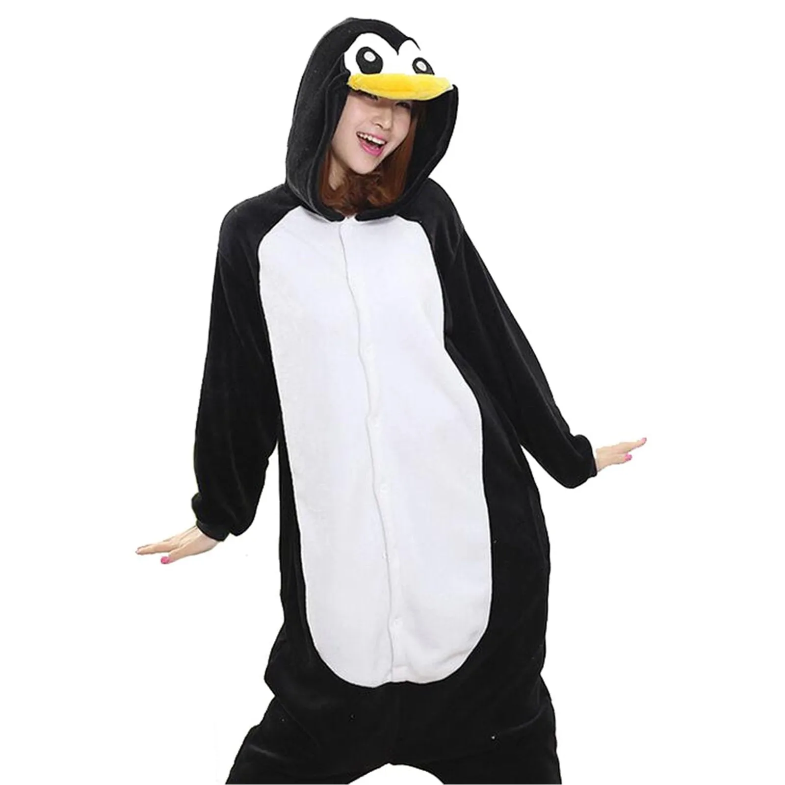 Adult Penguin Pajamas One Piece Kids Christmas Cosplay Costume Flannel Warm Animal Homewear Sleepwear for Women Men