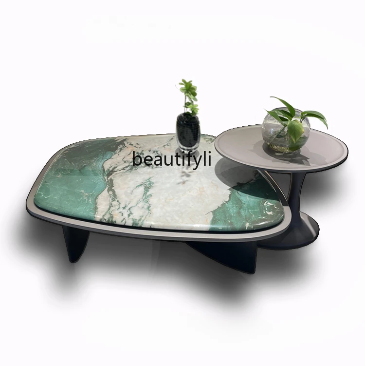 

Marble Baida Jade Italian Coffee Table High-Grade Light Luxury Living Room Special-Shaped Table Small Apartment