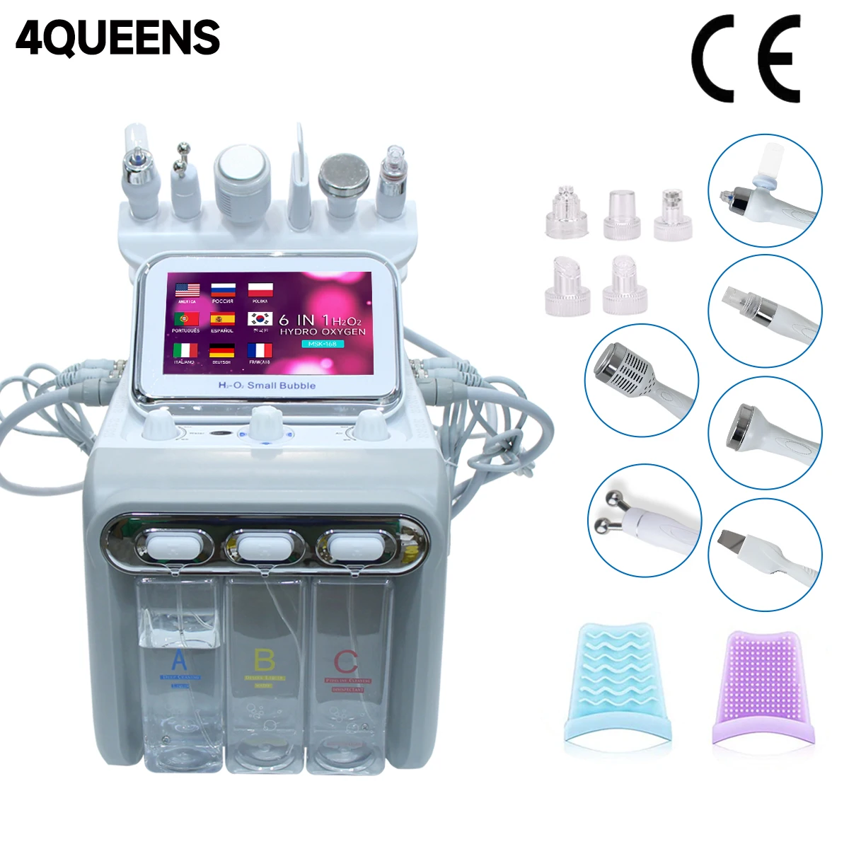 4QUEENS 6 in 1 H2O2 Bubble Machines Water Oxygen Spa Professional Machine Hidrifting Facial Skin Care Hydrogen Beauty Device