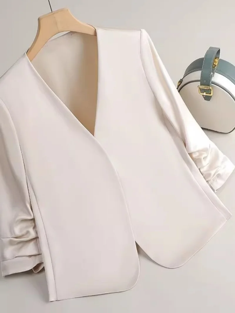 

Минималистичный летний укороченный пиджак премиум-класса 2026: универсальный, новый, тонкий, стройнящий блейзер-топ j362