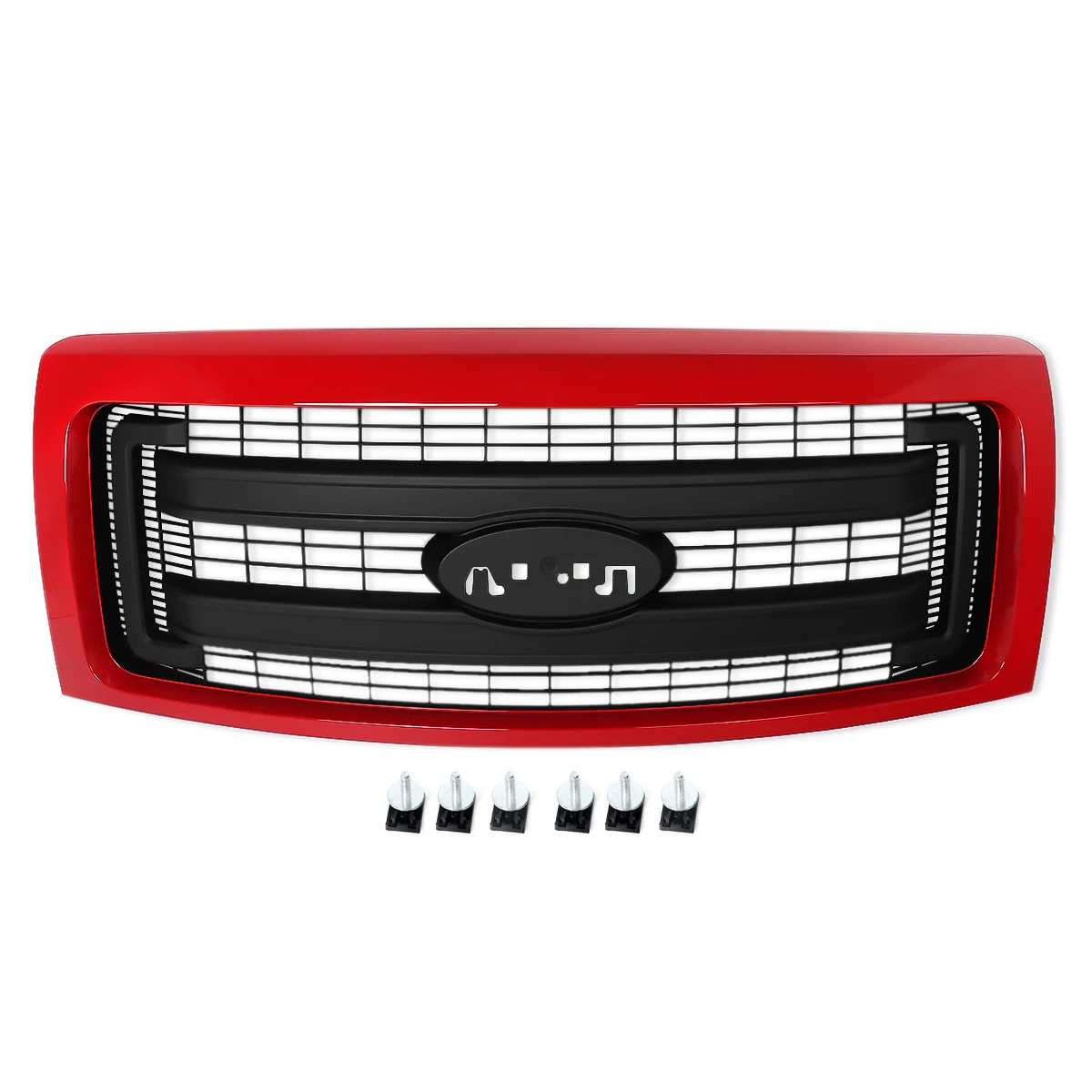 Front Bumper Grille Vermilion Red Fit For Ford F-150 F150 2009-2014 Front Hood Grille Upper Grills Front Grill Air Inlet Grille