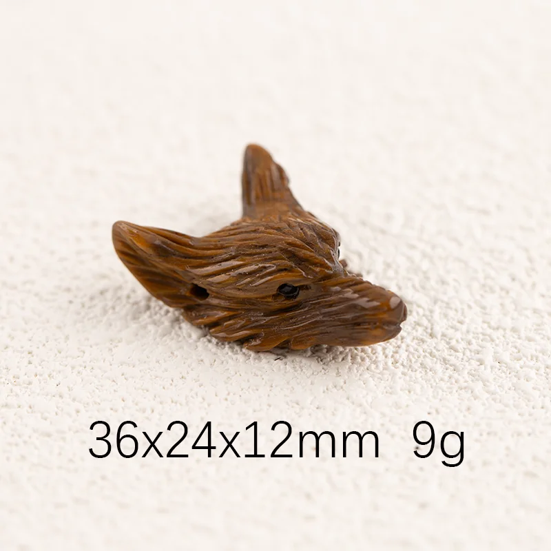 Brown Natural Tiger-Eye Wolf Head Pendant for Necklace Fashion Handmade Jewelry Charm Gift Accessories 36x24x12mm 9g