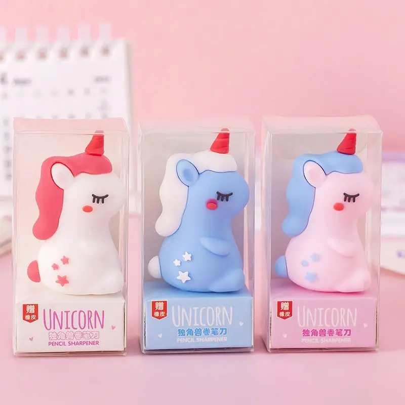 1 Piece Stationery Kawaii Animals Cartoon Pencil Sharpener Office Supplies Gift Kawaii School Accessories with Eraser