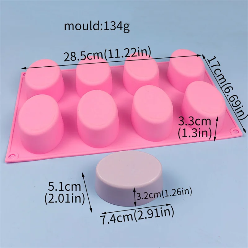 8 Cavity Silicone Soap Molds Oval Shape DIY Soap-making Supplies Handmade Chocolate Cake Mould Soap Making Tools Birthday Gifts