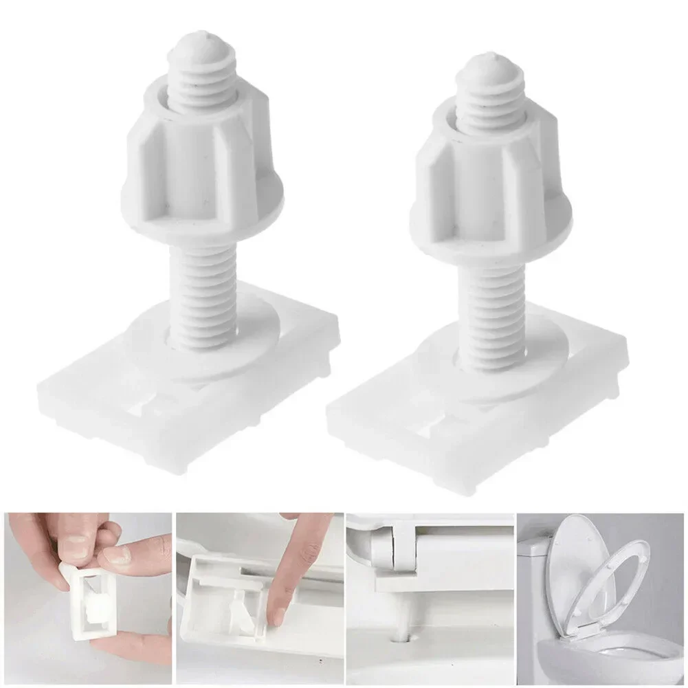 

2Pcs Plastic Toilet Seat Hinge Repair Bolts + Fitting Screws +Washers Kit Accessories Universal Household Replacement Parts