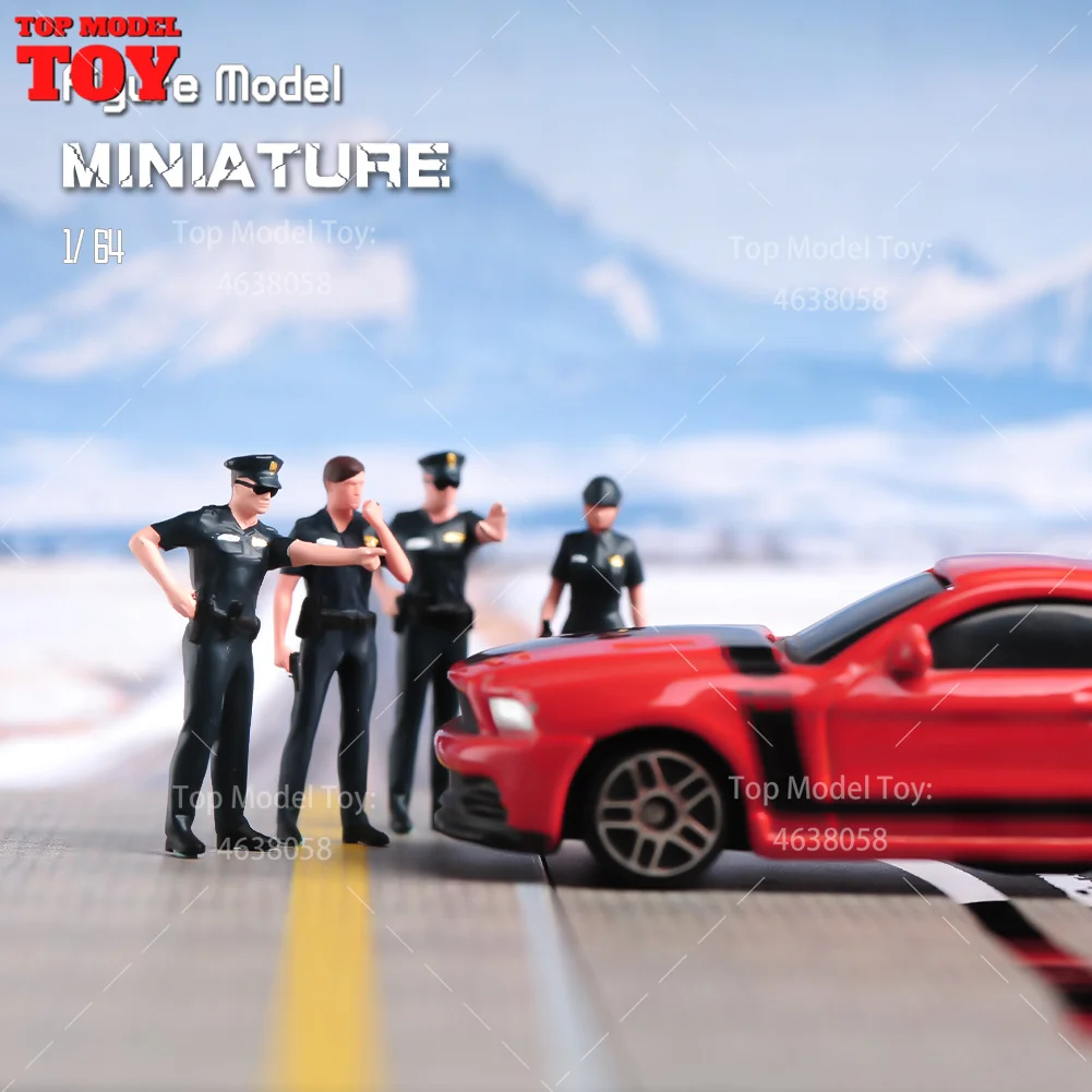 Bemalte Miniaturen im Maßstab 1:64, funktionierendes amerikanisches Polizei-Stopp-Auto, Onkel, männlich-weibliche Szene, Figurenmodell für Auto, Fahrzeuge, dekorieren
