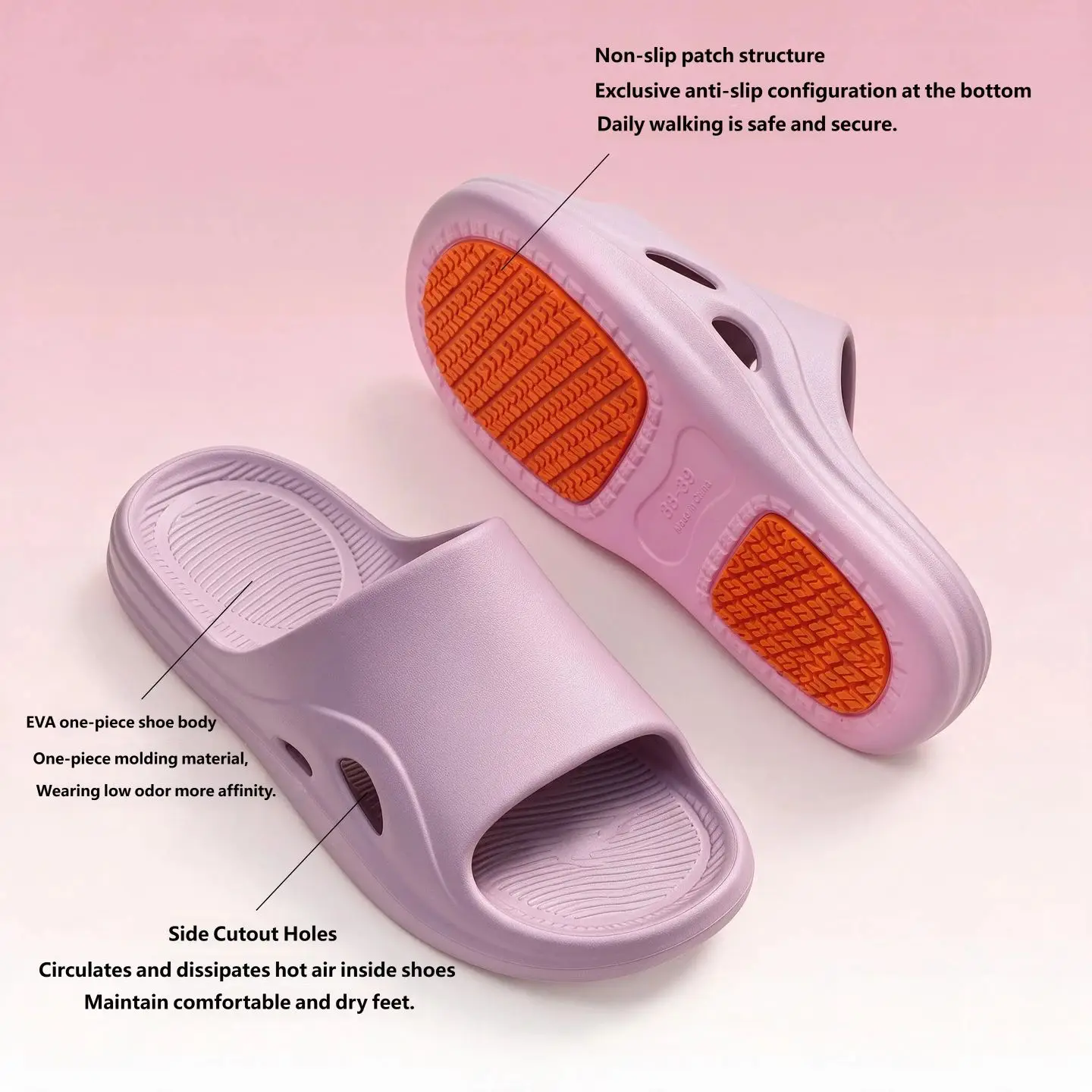 Comfort EVA One‑piece Home Slides Non‑Slip Patch Sole Ventilation Hollow Side Hole Design Household Indoor Slippers