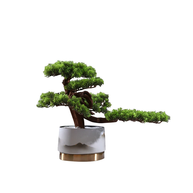 YY Bonsai Zen Ornament Red and Green Pine Soft Decoration Home Bonsai Decorations