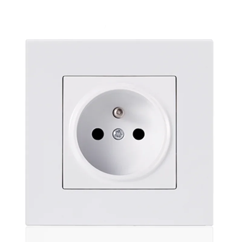 Wholesale 16A French Standard Wall Power Socket Household  Flame Retardant PC Material 86*86mm FR 110~250V Home Decoration
