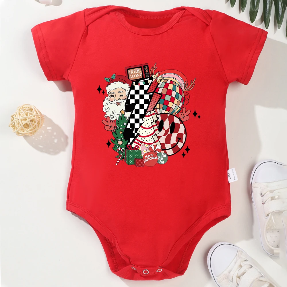 Christmas Clothes Baby Boys and Girls Bodysuit Fashion Trend Festival Style Newborn Onesie Pajamas Cotton Cozy Xmas Jumpsuit