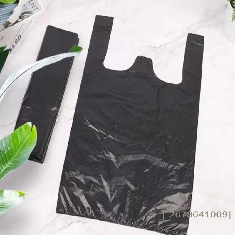⚑100Pcs Black Vest Plastic Bag Household Thickened Home Kitchen Office Clean Garbage Bin Disposable With Handle Plastic Bags