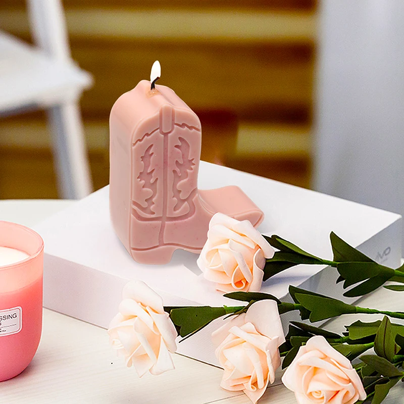 Christmas Boots Candle Silicone Mold DIY Handmade Aromatherapy Gypsum Soap Candle Making Mould Cowboy Boot Silicone Molds