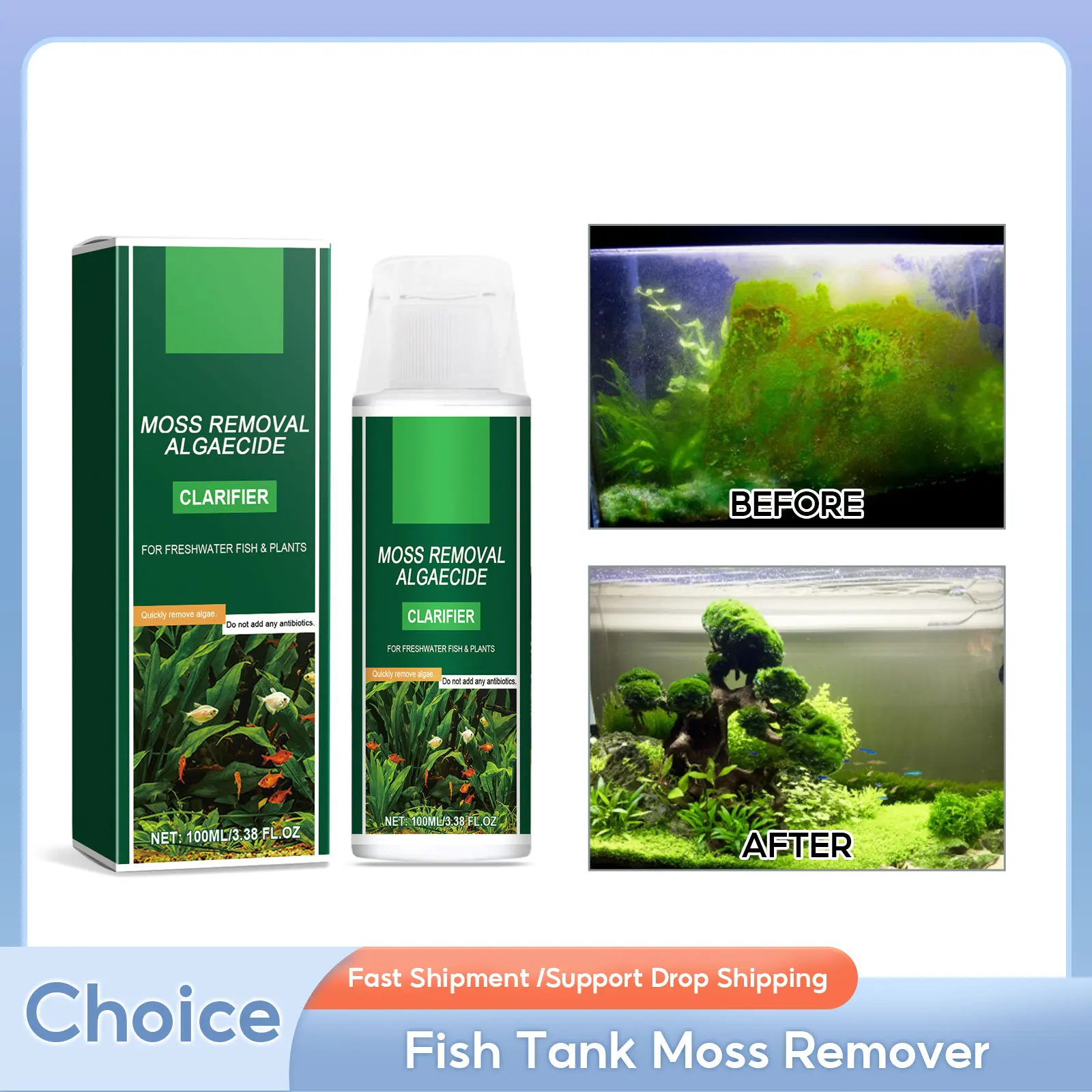 

Fish Tank Moss Removal Agent Fish Pond Water Purifier Aquatic Algae Moss Remover Aquarium Algae Control Aquarium Cleaner Liquid