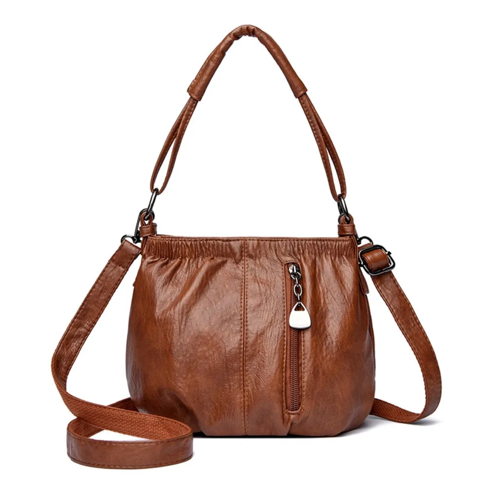 

Large-capacity Casual Crossbody Bag Lightweight Multi-layer Leather Small Shoulder Bag Handbag Top Handle Middle Aged Tote Bag