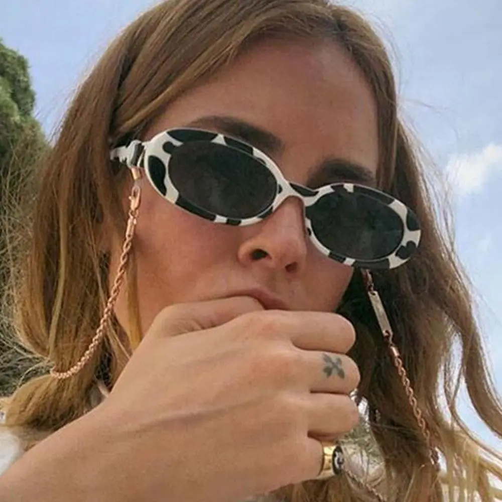 Kacamata Retro UV400 Kacamata Hitam Oval Kacamata Hitam untuk Wanita Kacamata Fashion