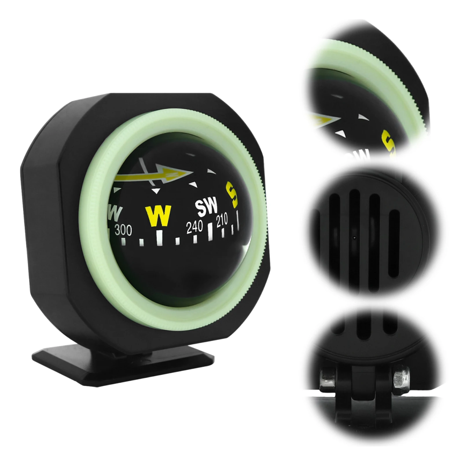 Car Dashboard Compass Foldable Car Mount Navigation Compasses Waterproof Outdoor High-Precision Compass for Boat Cars Truck SUV