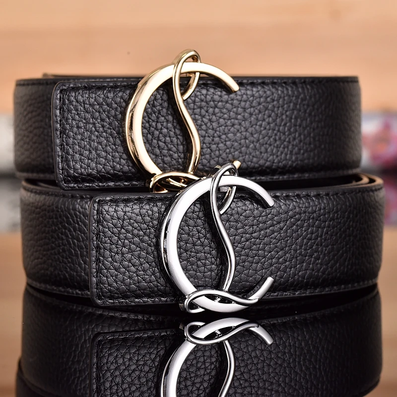 

3.3cm high-quality leather men's belt luxury brand designer belt suit jeans formal brand belt