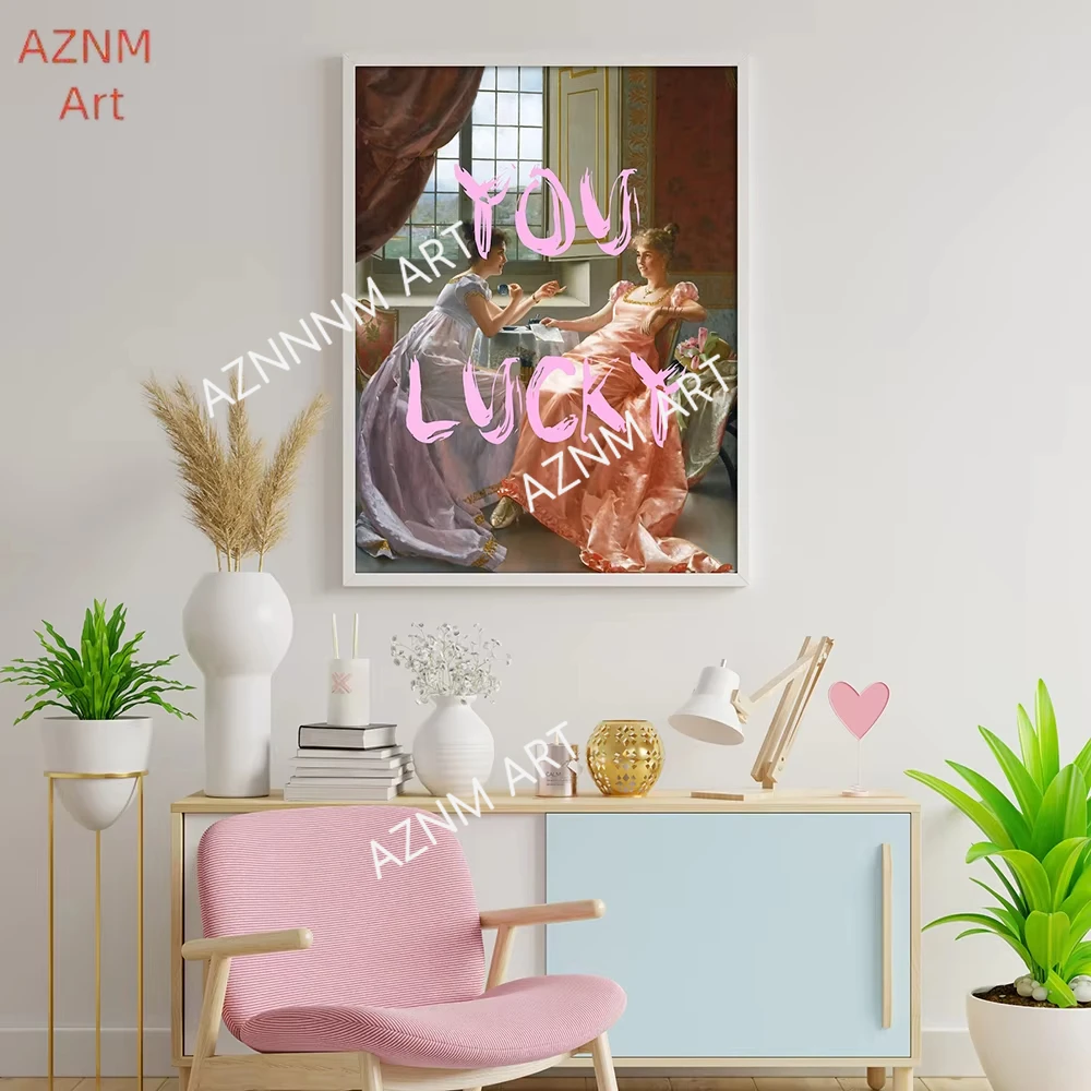 Lost in Music Vintage Female Art Portrait Musician Funny Lady Quote Poster Retro Woman Canvas Painting Lucky Room Home Decor
