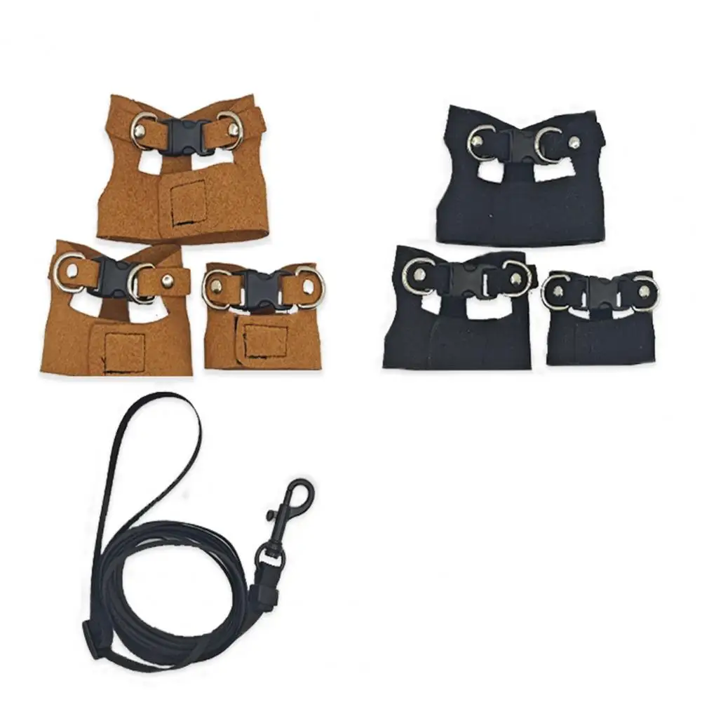 Easy-to-adjust Lizard Leash Design Bearded Dragon Harness Leash Set Adjustable Faux Leather Walking Vest Retractable for Small