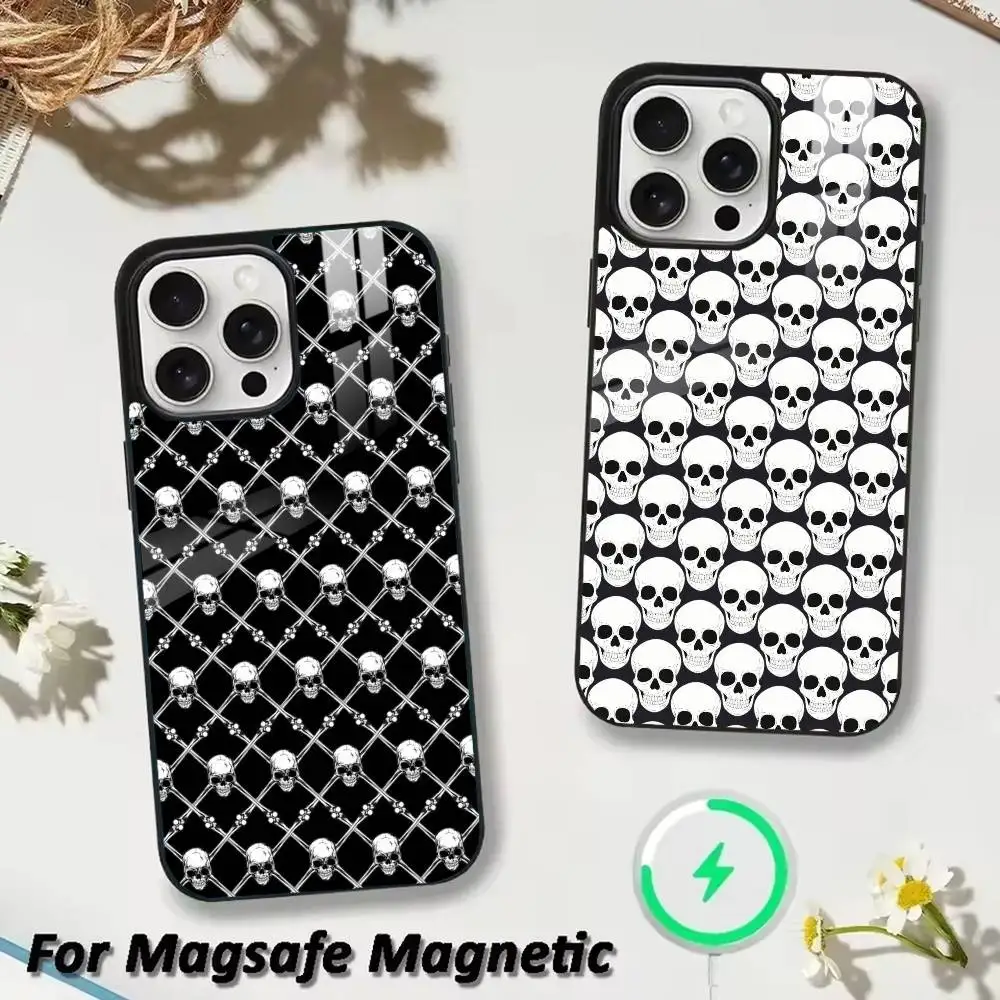 

Skull pattern Phone Case For iPhone 17,16,15,14,13,12,Plus,Pro,Max for Magsafe Magnetic Wireless Charging