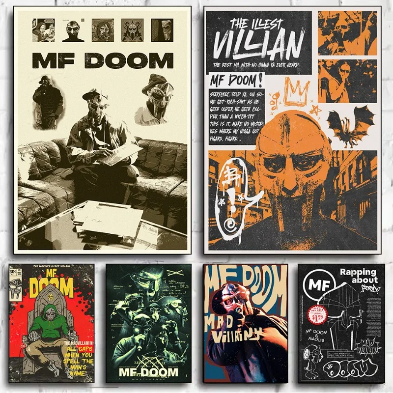 Rapper MF Doom Series Vintage Poster Print Canvas Art Pictures Home for Living Room Bedroom Modern Wall Decor Frameless Painting