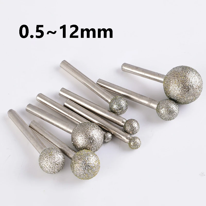 0.5mm~12mm Ball Round Burr Grinding Bits Burrs Polishing Grinding Bits for Carving Dremel Rotary Tools