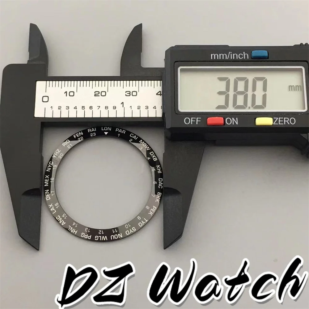 DZ new Blue Black White Ceramic Watch Bezel Green Borwn Insert World City Engraved Number Fit 40mm Automatic Men Watch Case Part