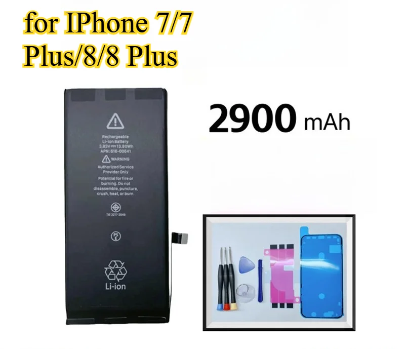 

Сменный аккумулятор оригинальной емкости 2900 мАч для IPhone 7/7 Plus/8/8 Plus, литий-ионный встроенный аккумулятор с набором инструментов для установки