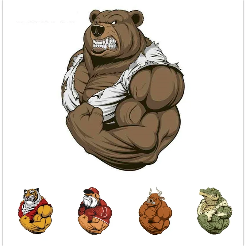 

Personalized Bear Muscles Cartoon Car Stickers Bumper Trunk JDM Helmet Motorcycle Vinyl Decal Car Accessories