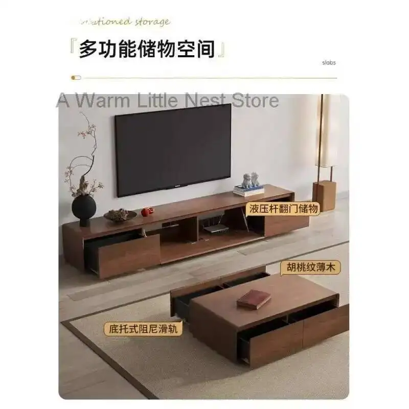 

Stand Coffee Wood Cabinet Consoles Table Tv Combination Living Room Modern Apartment Walnut Floor Solid Wood TV Cabinet